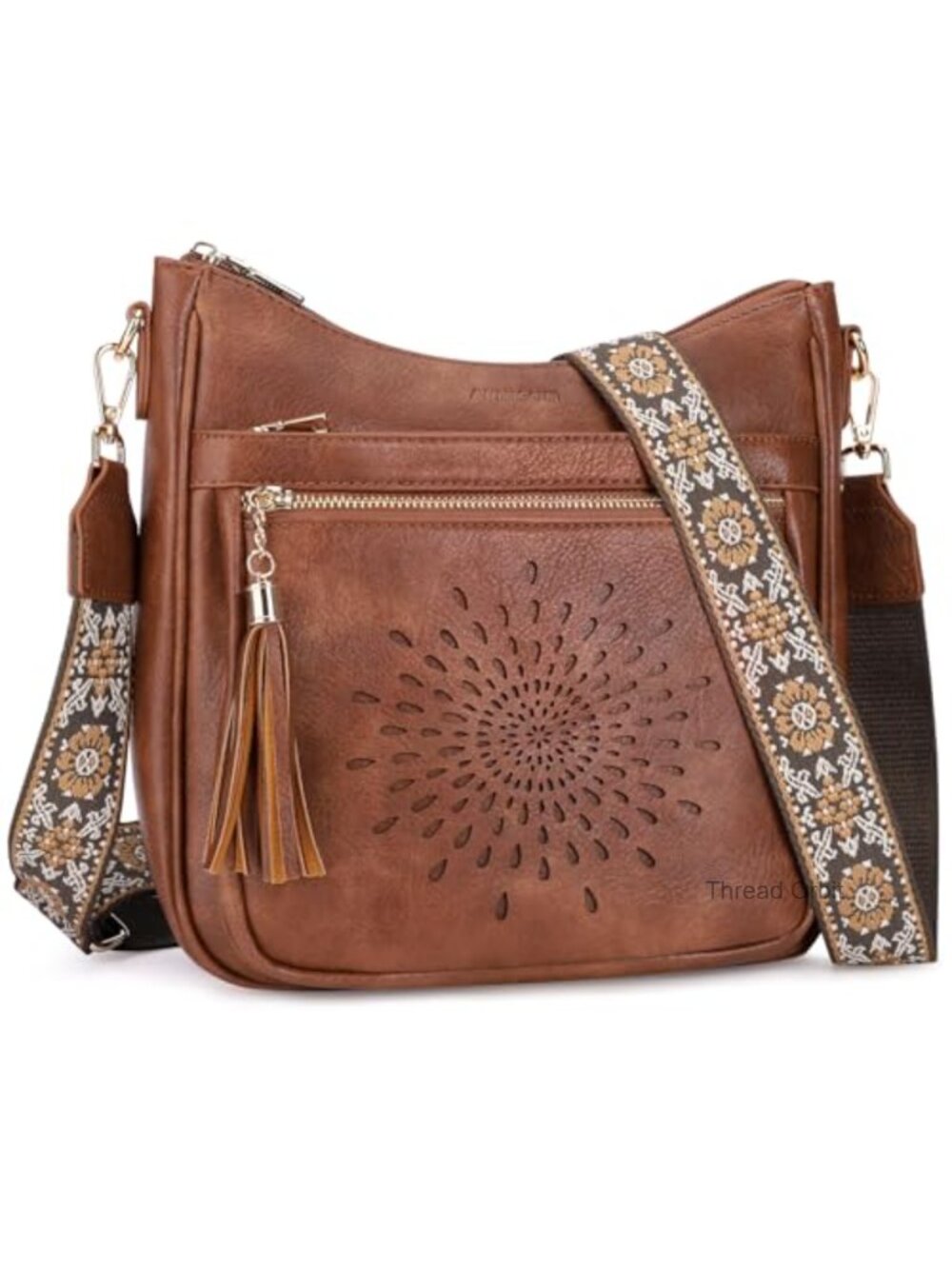 Vegan PU Leather Crossbody Bag Medium Multi-Pocket Shoulder Purse